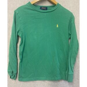 Polo Ralph Lauren Boys Green Jersey Yellow Pony Crew Neck Long Sleeve M ( 10-12)